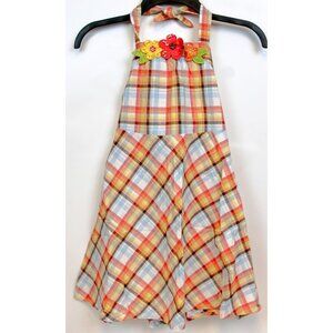 NEW 2007 Gymboree Island Getaway Plaid Halter Dress 7 Flower Topical Beach Ocean